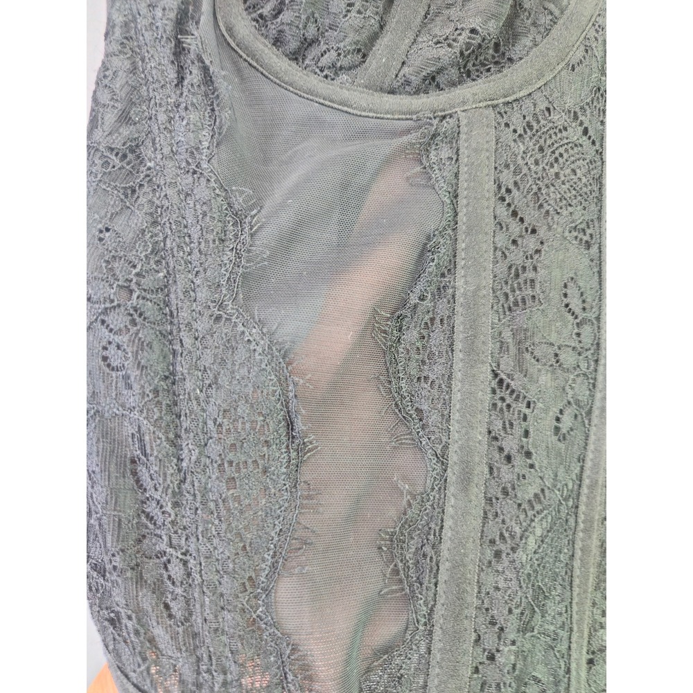 Wynnque Lace Corset Top Bustier Boned Mesh Sleeveless M Black Underwire Y2K - Picture 10 of 10